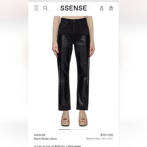 NWT Agolde Ryder Black Straight Leg Jeans-Size 34